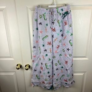 COPY - Hill House Skylar Pants Sea Creatures Linen Purple Size Medium